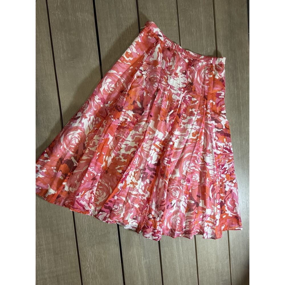 Coldwater‎ Creek Petite Small Women’s Midi Skirt A-Line Floral Skirt Flowy Lined